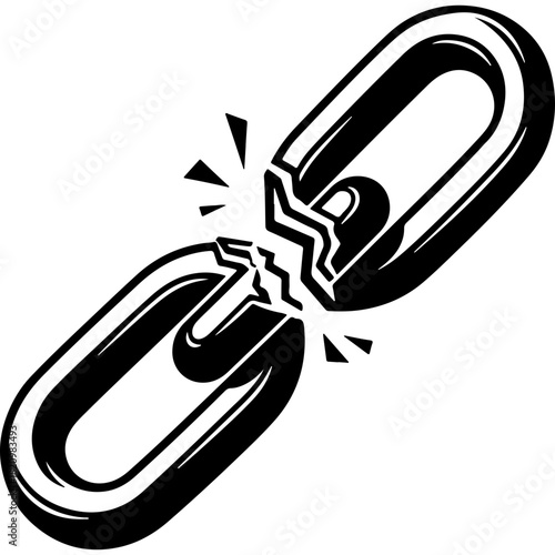 Woodcut Style Broken Chain Link Vector Illustrating Freedom, Liberation, and Breaking Free for Human Rights Day Concepts