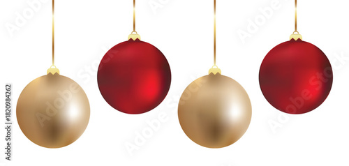 Multicolor Christmas Ornaments Balls. Shiny Holiday Ornaments.  Christmas elegant balls vector set design. Shiny Holiday Ornaments