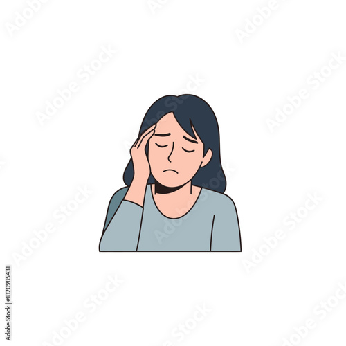 Illustration of a woman suffering from a headache.