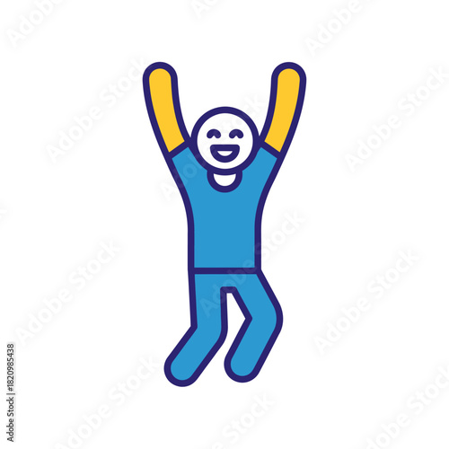 Joyful Person Celebrating Success with Raised Arms.