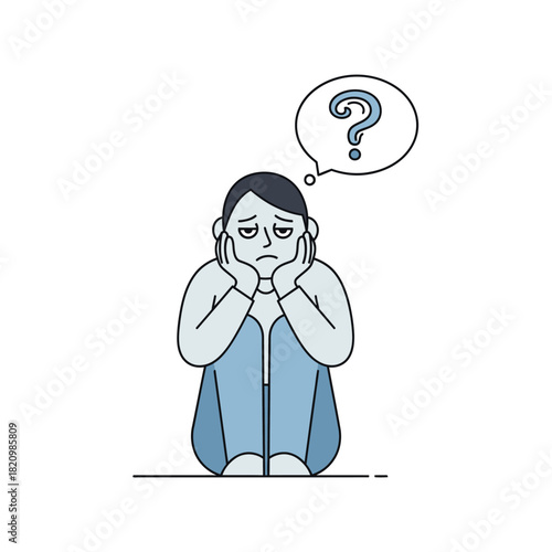 Person feeling lost and confused with a question mark.