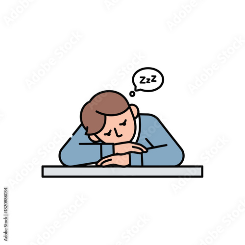 Tired businessman sleeping on the desk.