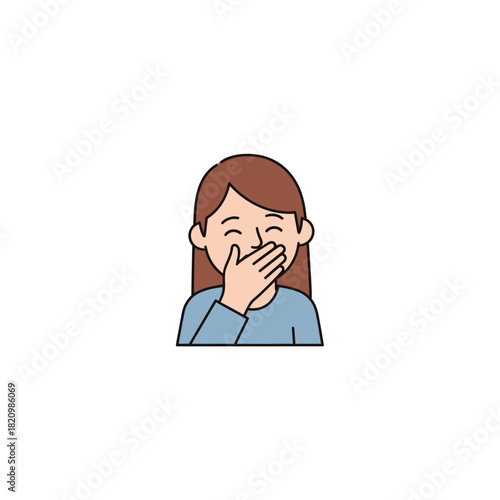 Woman Covering Mouth Expressing Surprise or Laughter.