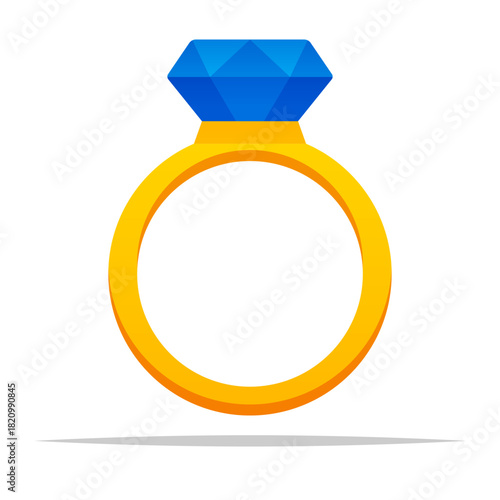 Cartoon diamond ring vector isolated illustration