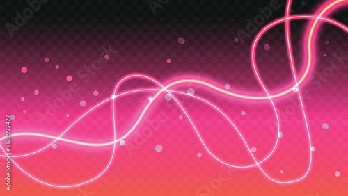 Elegant pink neon light curves with floating spheres for a modern and vibrant background, perfect for adding a touch of energy and style to your project