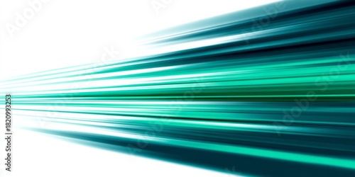 Brilliant streaks of teal and white light rush forward across a bright background