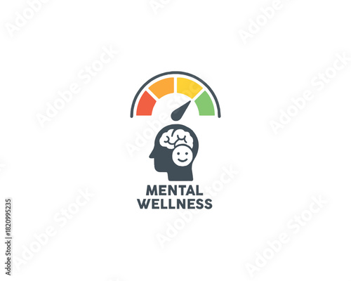 Mental wellness meter icon vector design illustration