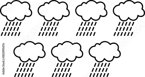 cloud hail black line icons set vector design illustration 