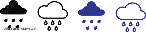 rain cloud four icons set vector illustration design art