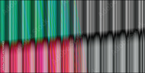 Neon abstract background..... Iridescent glass texture with vertical ribbed lines and soft blue, amber, violet gradient ripple. Holographic distortion, modern translucent surface, futuristic vector