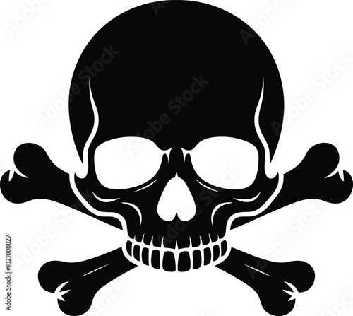 Skull and crossbones vector icon for danger, hazard, or pirate sign.