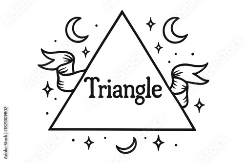 Triangle with stars and a ribbon around it