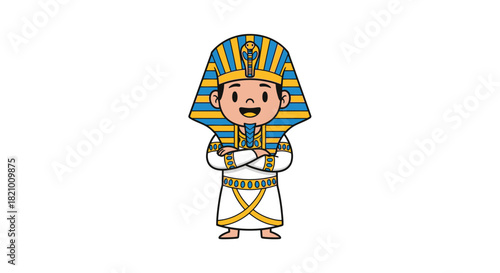Cute Cartoon Pharaoh Character Illustration