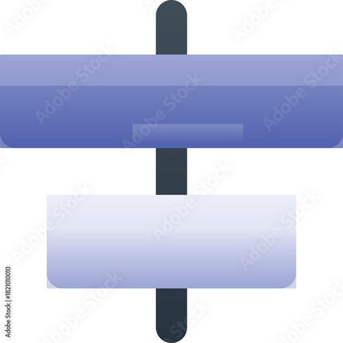 Abstract Graphic Element with Gradient Rectangles and Vertical Line on Transparent Background Symbolic of Alignment or Balance