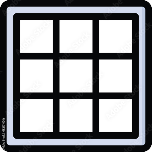 A grid of nine squares within a white outlined frame on a transparent background