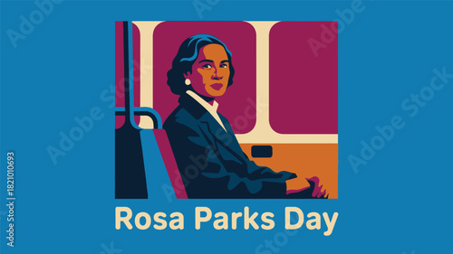 Rosa Parks Day Illustration with Portrait and Civil Rights Message