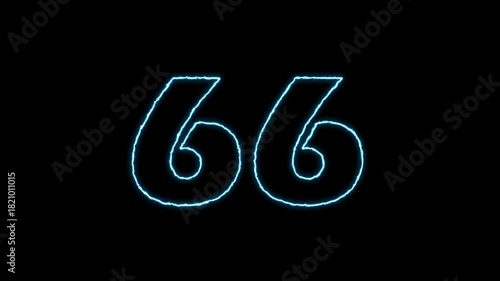 Glowing Number 66 Animation on Black Background.