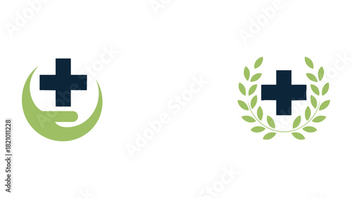 Health cross and nature symbols