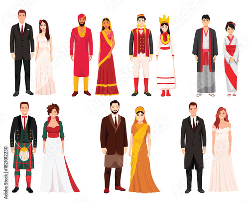 Cultural bridal attire and styling, Fusion of global wedding garments in styled photo shoots