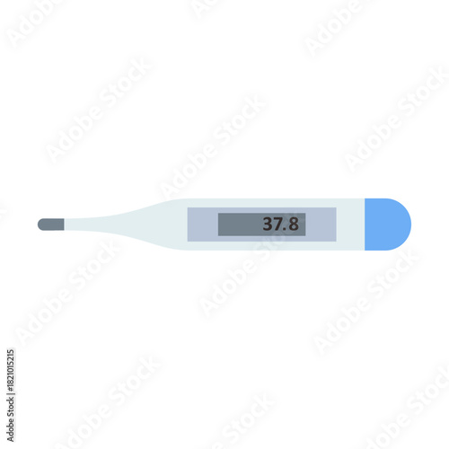 Flat Illustration of Digital Thermometer for Temperature Measurement