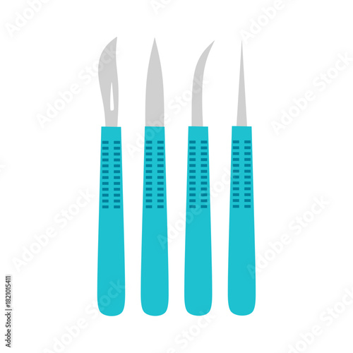 Flat Illustration of Surgical Scalpel for Medical Surgery