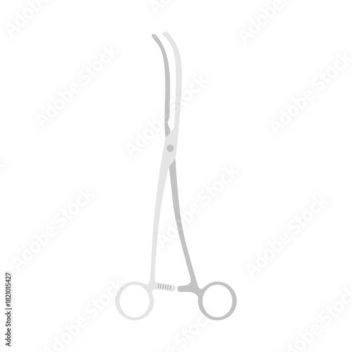 Flat Illustration of Hemostatic Forceps or Artery Clamp