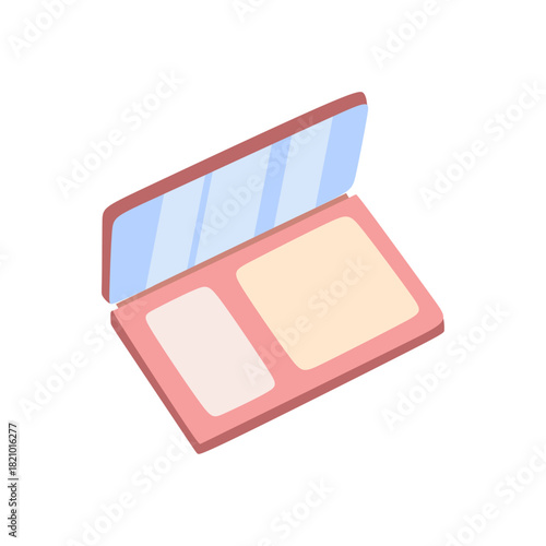Flat Illustration of Face Powder Compact with Mirror