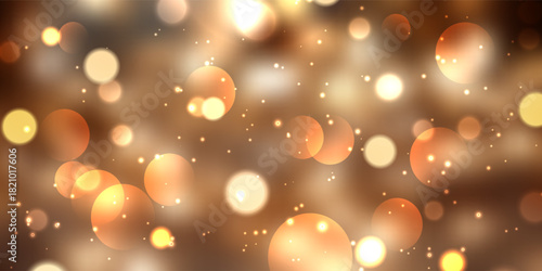 Christmas banner with a golden bokeh lights design
