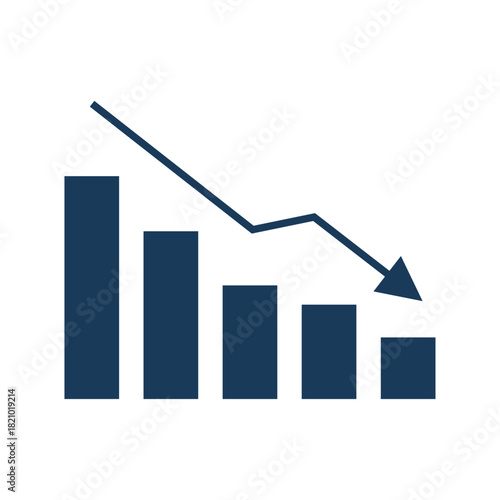 Flat Illustration of Falling Graph Chart for Market Decline
