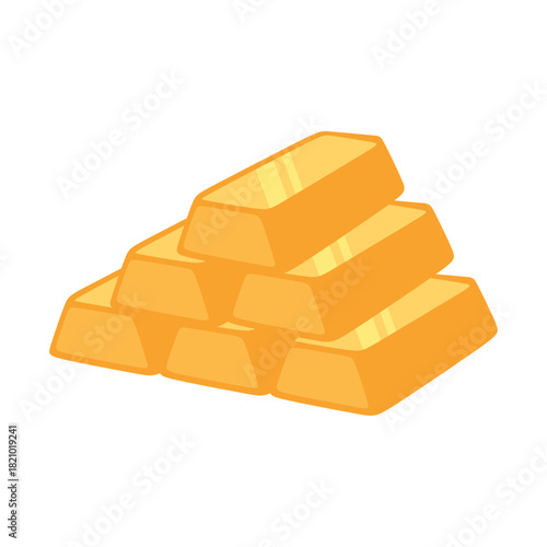 Flat Illustration of Stack of Gold Bars for Wealth