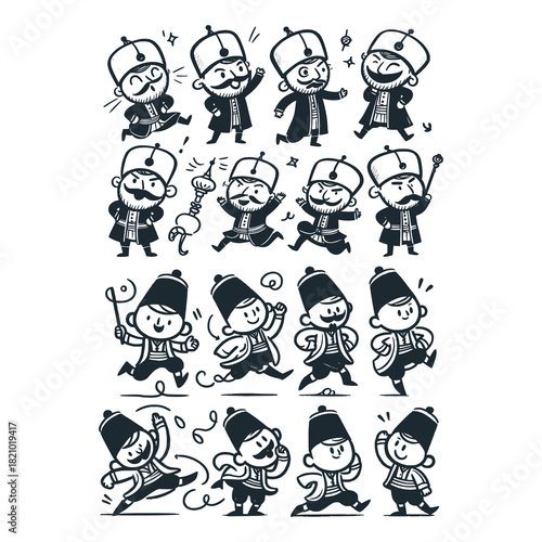 Children's line scribble of playful turkish scholar