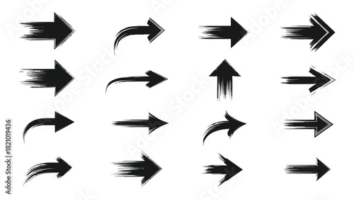 Collection of grunge style valentine s arrows in various directions and designs