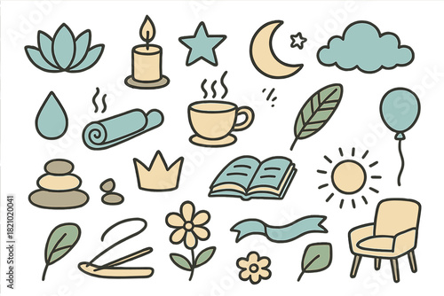 Collection of images and symbols that represent various aspects of life