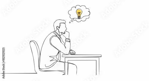 Man thinking with a lightbulb idea above his head.