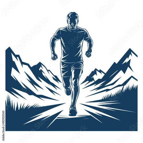 Trail runner in mountain nature