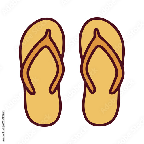 A pair of bright yellow flip-flops with a matching thong strap. Simple and sunny summer footwear, essential for keeping feet cool and comfortable at the beach, pool, or spa.