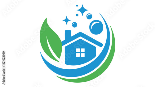 Eco-friendly house cleaning logo