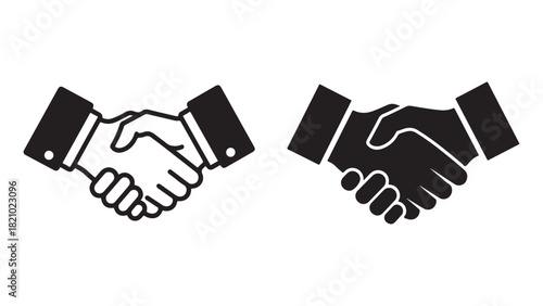 Two valentine s and white handshake icons representing agreement and partnership