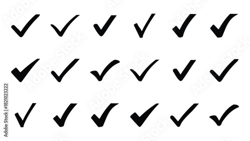 Check mark icon Design, Black Check list tick with white background, vector art design, business doodle element, 
