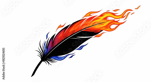 A Fiery Feather Ignites with Intense Flames and Vibrant Colors.