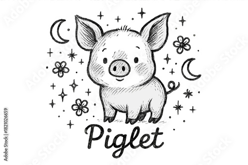 Piglet is a cute cartoon pig