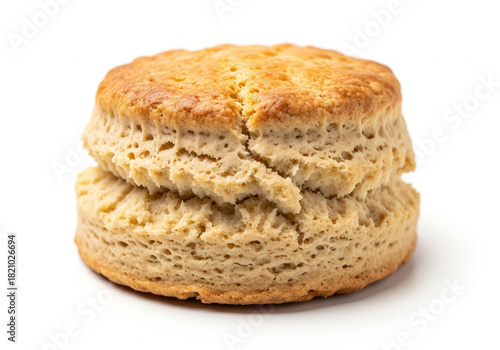 A single freshly baked scone on a clean white background
