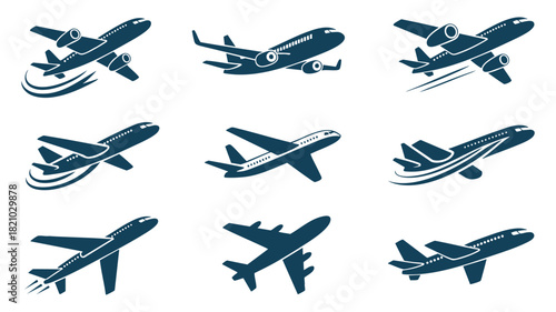 Airline jet flight travel icons