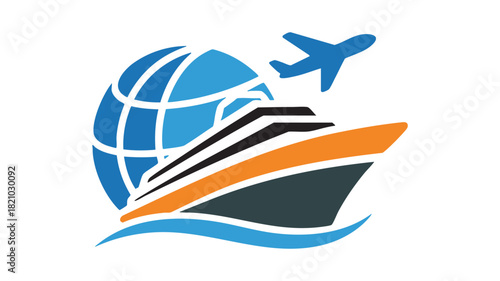 Global travel cruise airplane icon