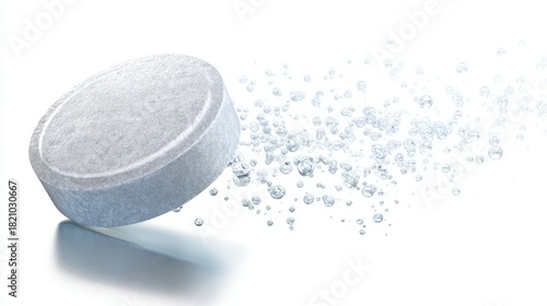 Wallpaper Mural A white effervescent tablet dissolving in water, creating bubbles and foam. The scene is bright and clean, emphasizing the concept of health and wellness. Torontodigital.ca