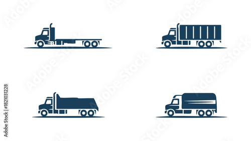 Heavy duty trucks vector icons
