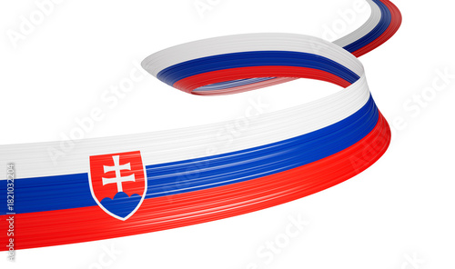 3d Flag Of Slovakia 3d Wavy Shiny Slovakia Ribbon Isolated On White Background 3d Illustration