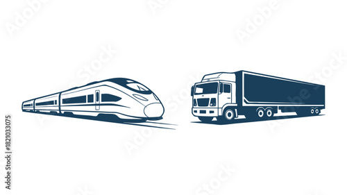 High-speed train and truck icons