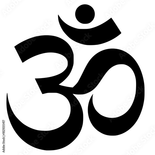 Sacred Symbol: The Om Symbol Represents a deep spiritual significance, embodying the essence of the universe. This powerful emblem, in black against a clean backdrop.