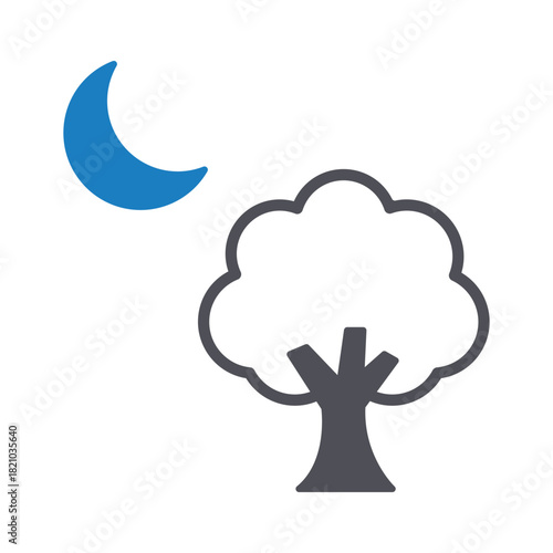 Night Tree Vector icon which can easily modify or edit